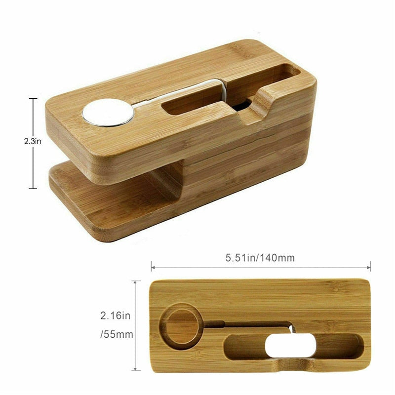 Bamboo Charging Dock Stand Station for Smart Phone and Smart Watches