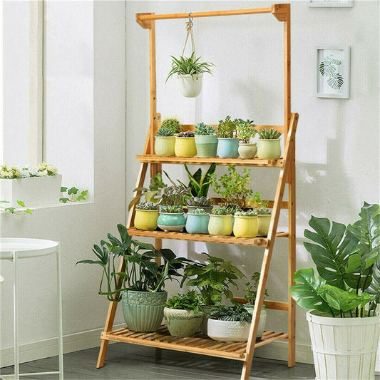 3-Tier Bamboo Hanging and Standing Plant Holder