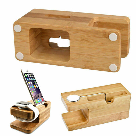 Bamboo Charging Dock Stand Station for Smart Phone and Smart Watches