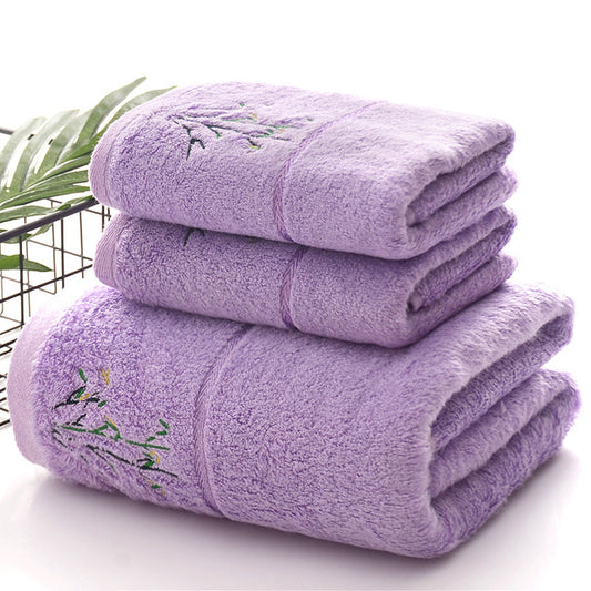 Bamboo Fiber Embroidered Face and Bath Towel